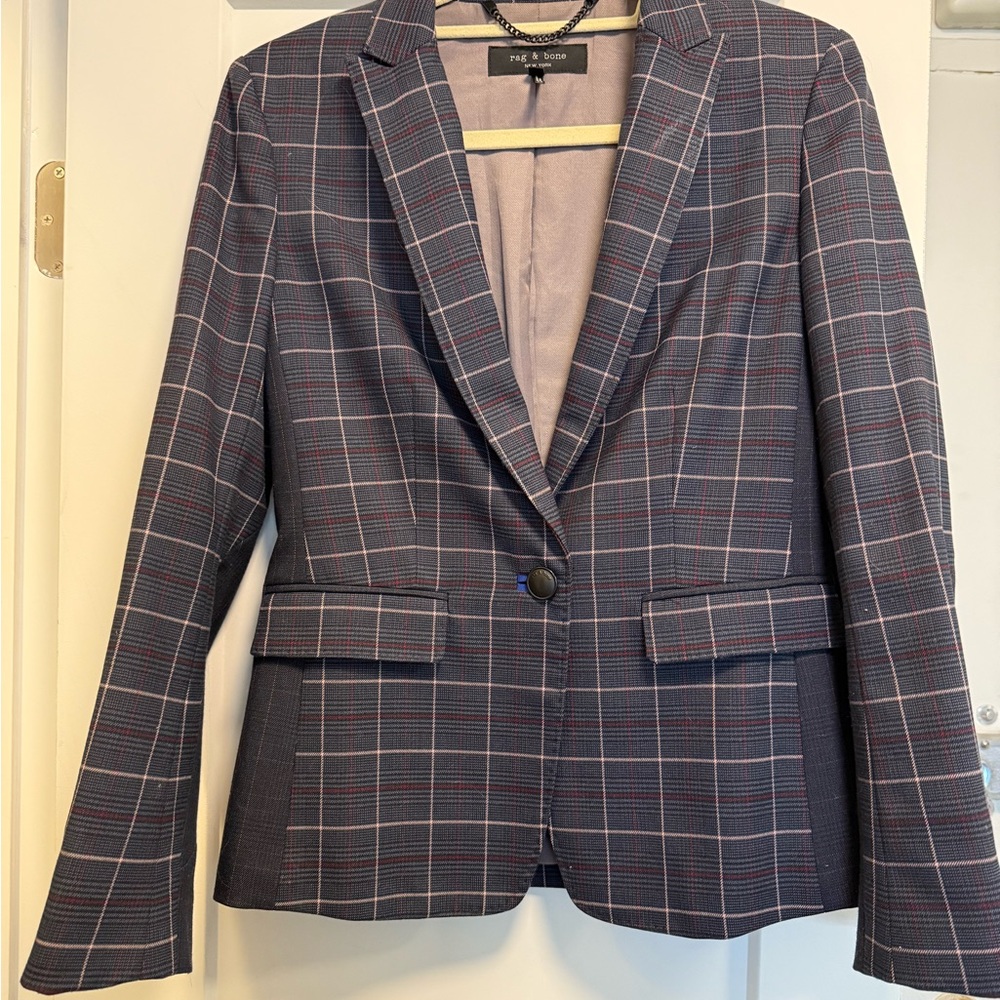 Rag & Bone Black and Red Blazer Tailored Fit